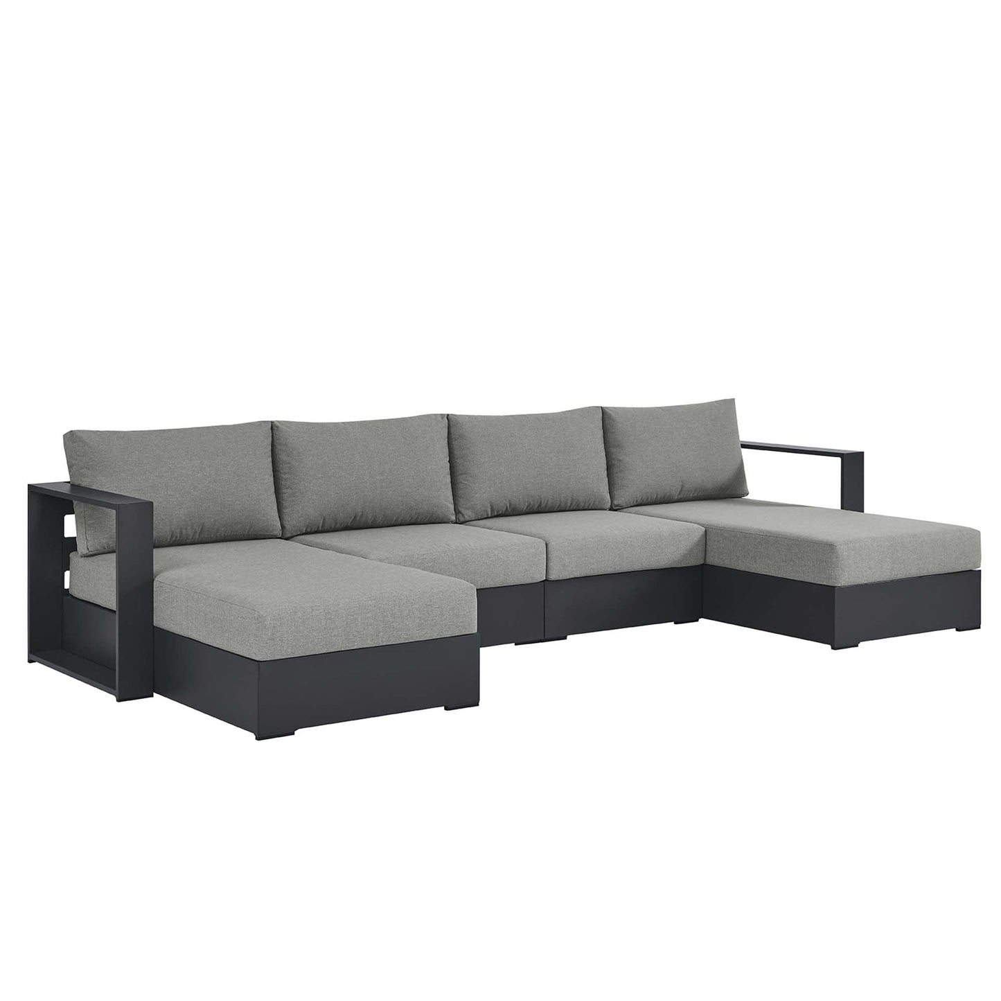 Tahoe 4-Piece Outdoor Patio Powder-Coated Aluminum Sectional Sofa Set by Modway EEI-6676-GRY-GRY