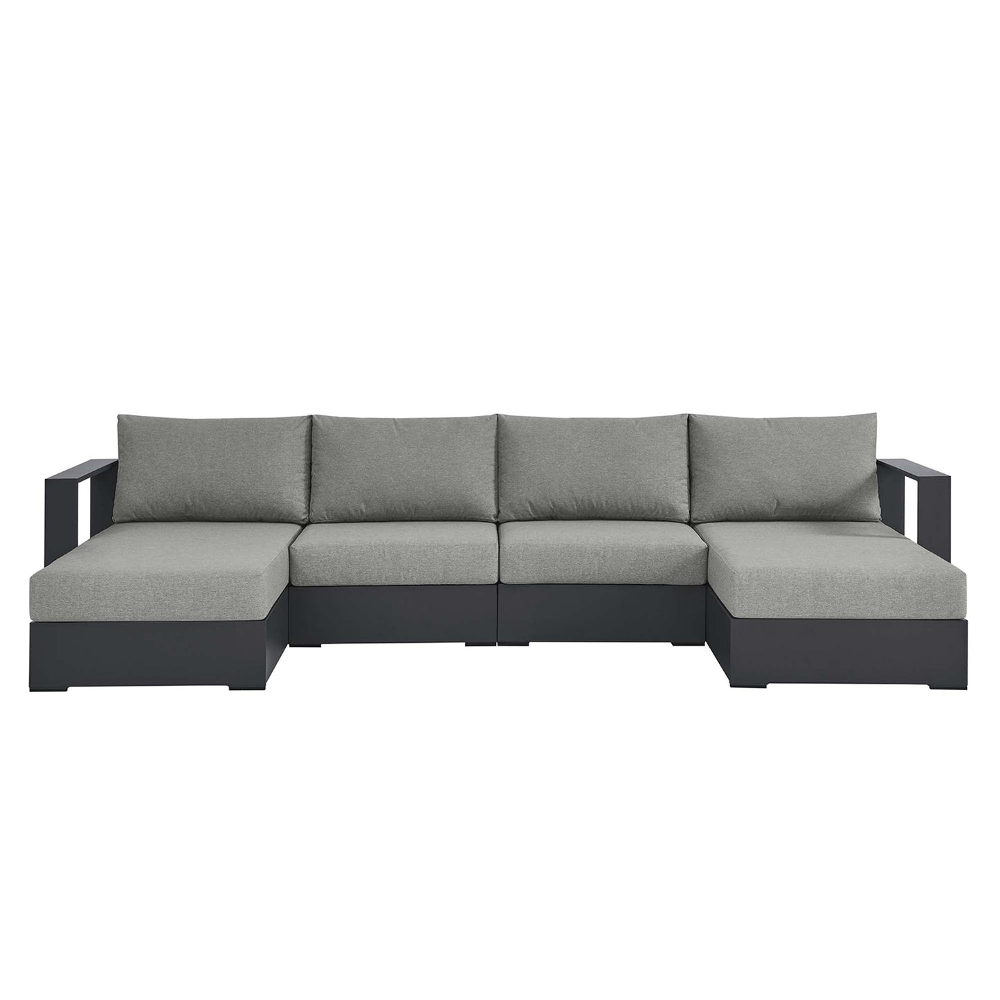 Tahoe 4-Piece Outdoor Patio Powder-Coated Aluminum Sectional Sofa Set by Modway EEI-6676-GRY-GRY
