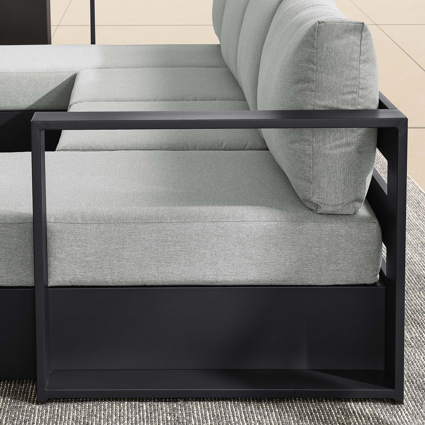 Tahoe 4-Piece Outdoor Patio Powder-Coated Aluminum Sectional Sofa Set by Modway EEI-6676-GRY-GRY