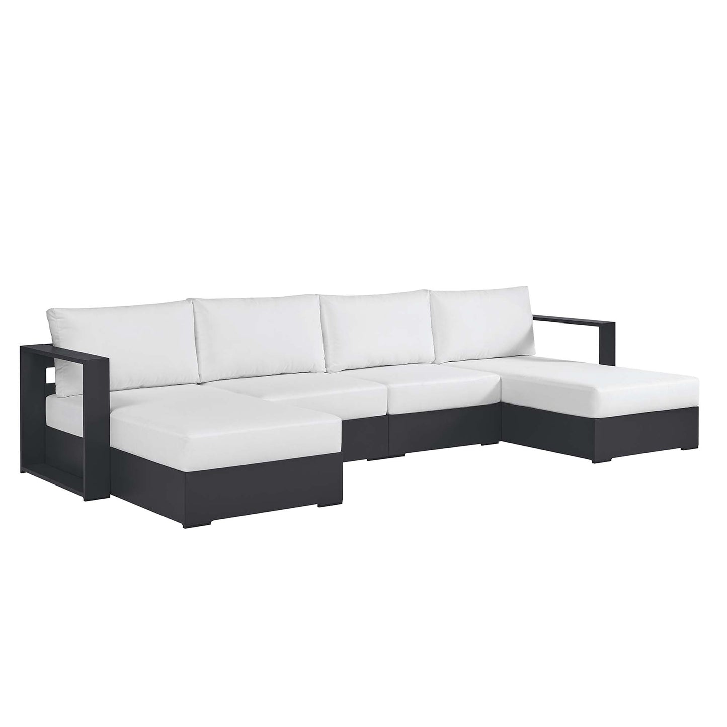 Tahoe 4-Piece Outdoor Patio Powder-Coated Aluminum Sectional Sofa Set by Modway EEI-6676-GRY-WHI