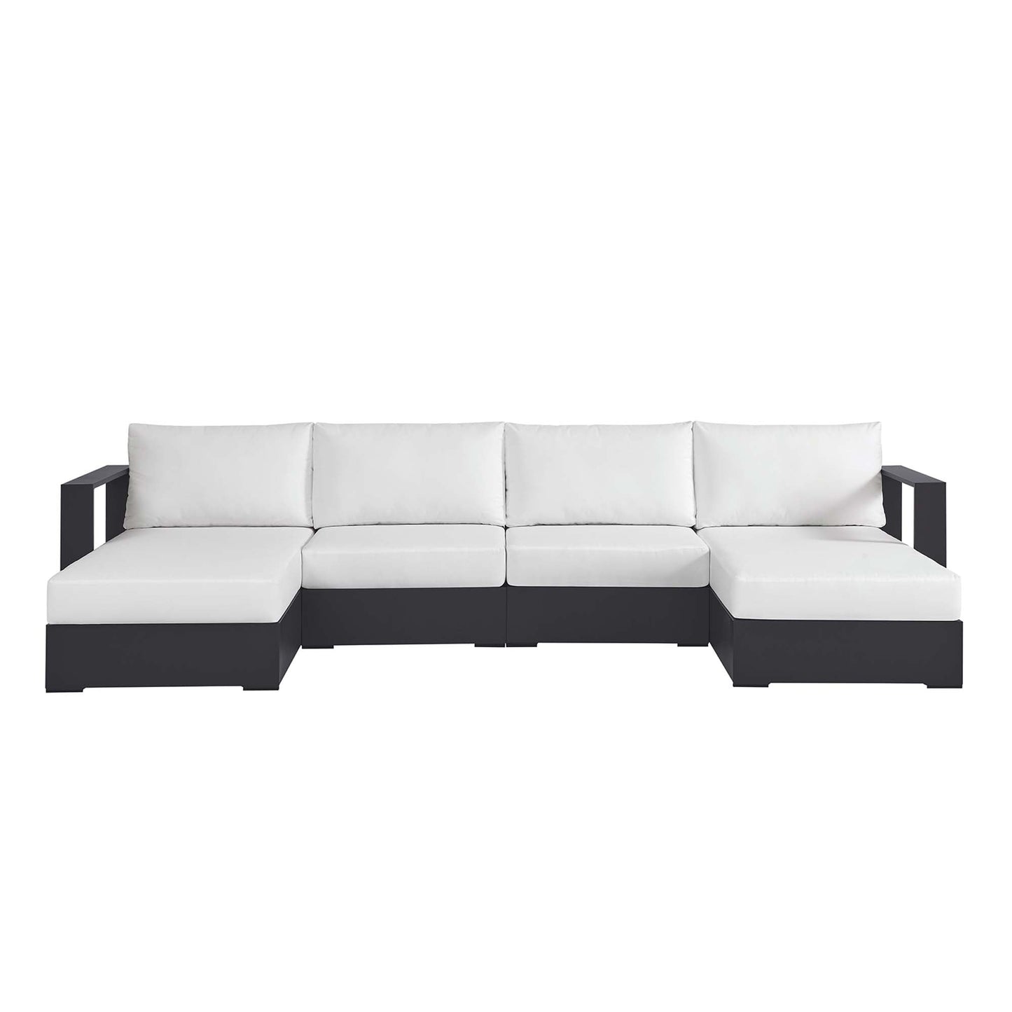 Tahoe 4-Piece Outdoor Patio Powder-Coated Aluminum Sectional Sofa Set by Modway EEI-6676-GRY-WHI