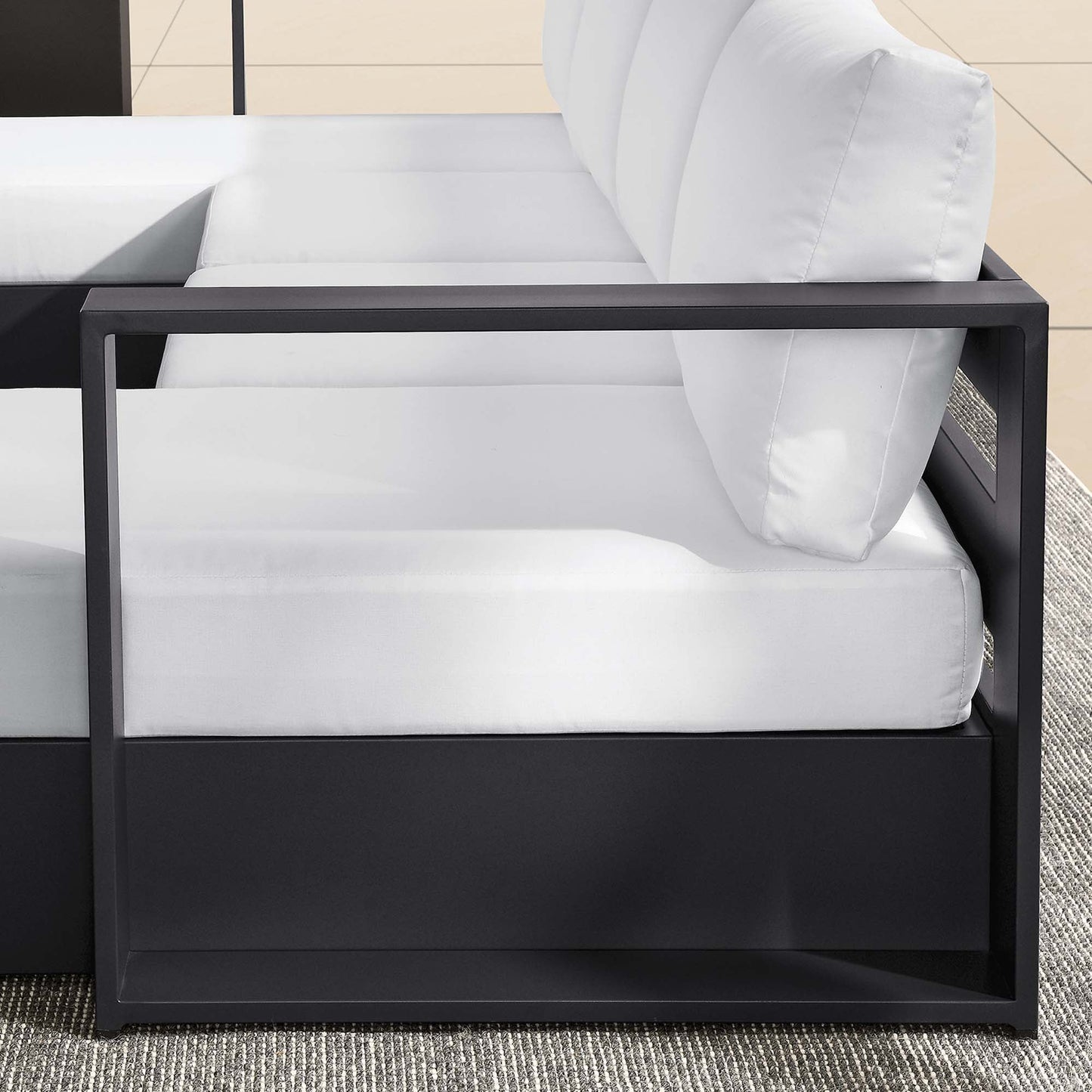 Tahoe 4-Piece Outdoor Patio Powder-Coated Aluminum Sectional Sofa Set by Modway EEI-6676-GRY-WHI