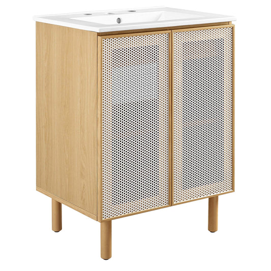 Calla 24" Perforated Metal Bathroom Vanity by Modway EEI-6677-WHI-OAK
