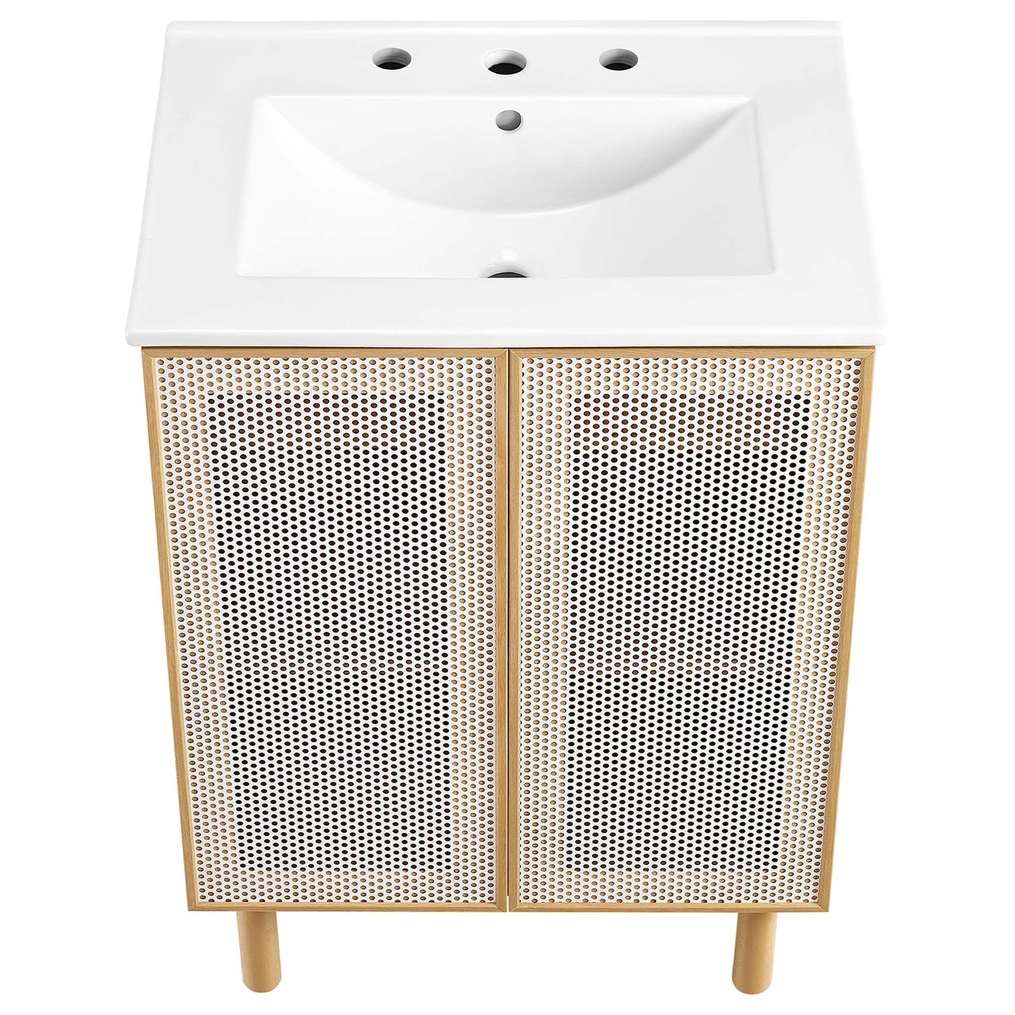 Calla 24" Perforated Metal Bathroom Vanity by Modway EEI-6677-WHI-OAK