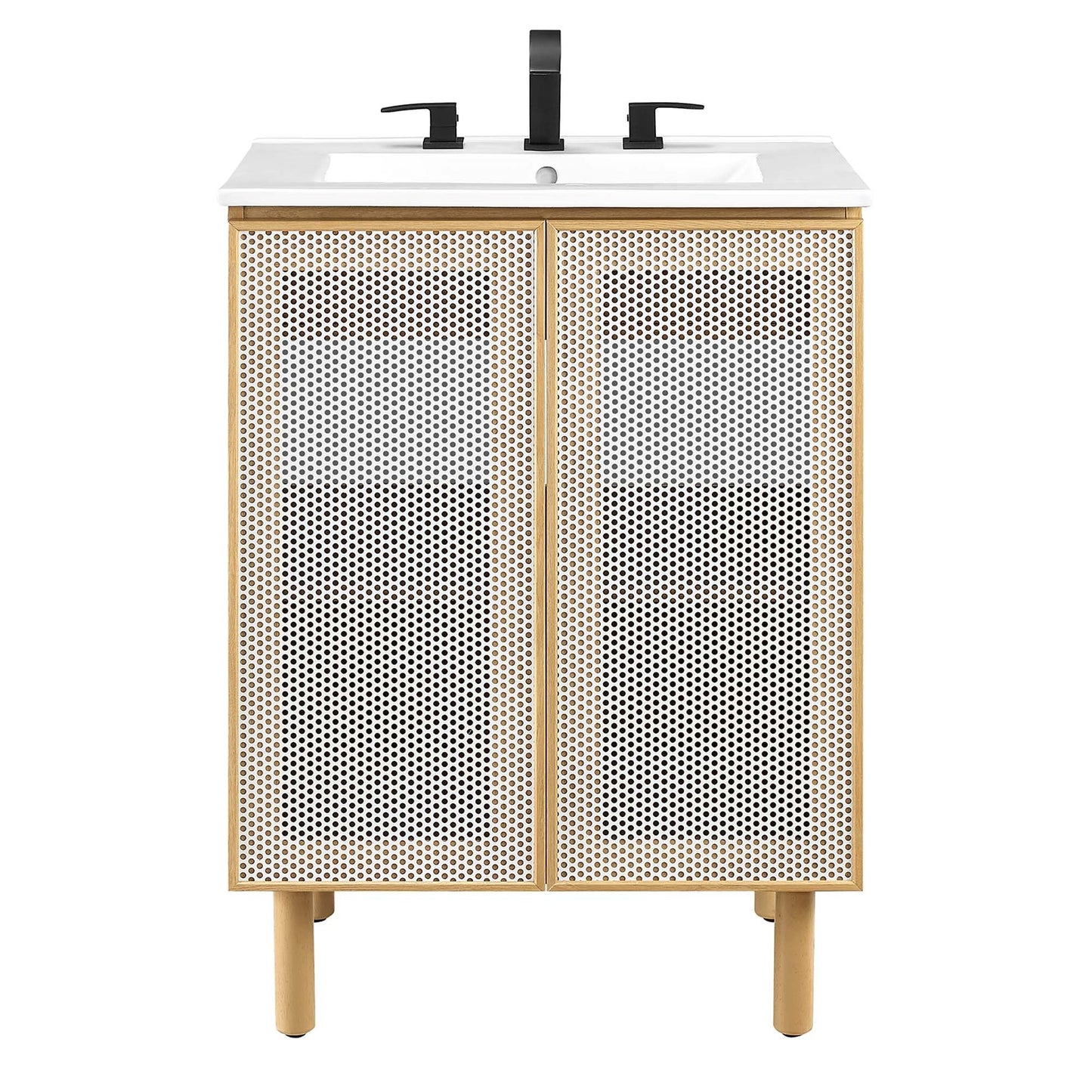 Calla 24" Perforated Metal Bathroom Vanity by Modway EEI-6677-WHI-OAK