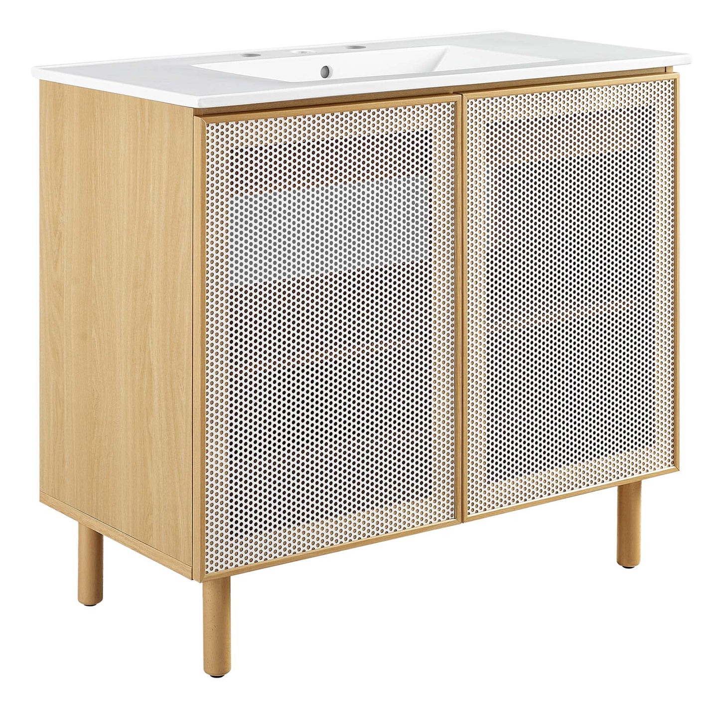 Calla 36" Perforated Metal Bathroom Vanity by Modway EEI-6678-WHI-OAK