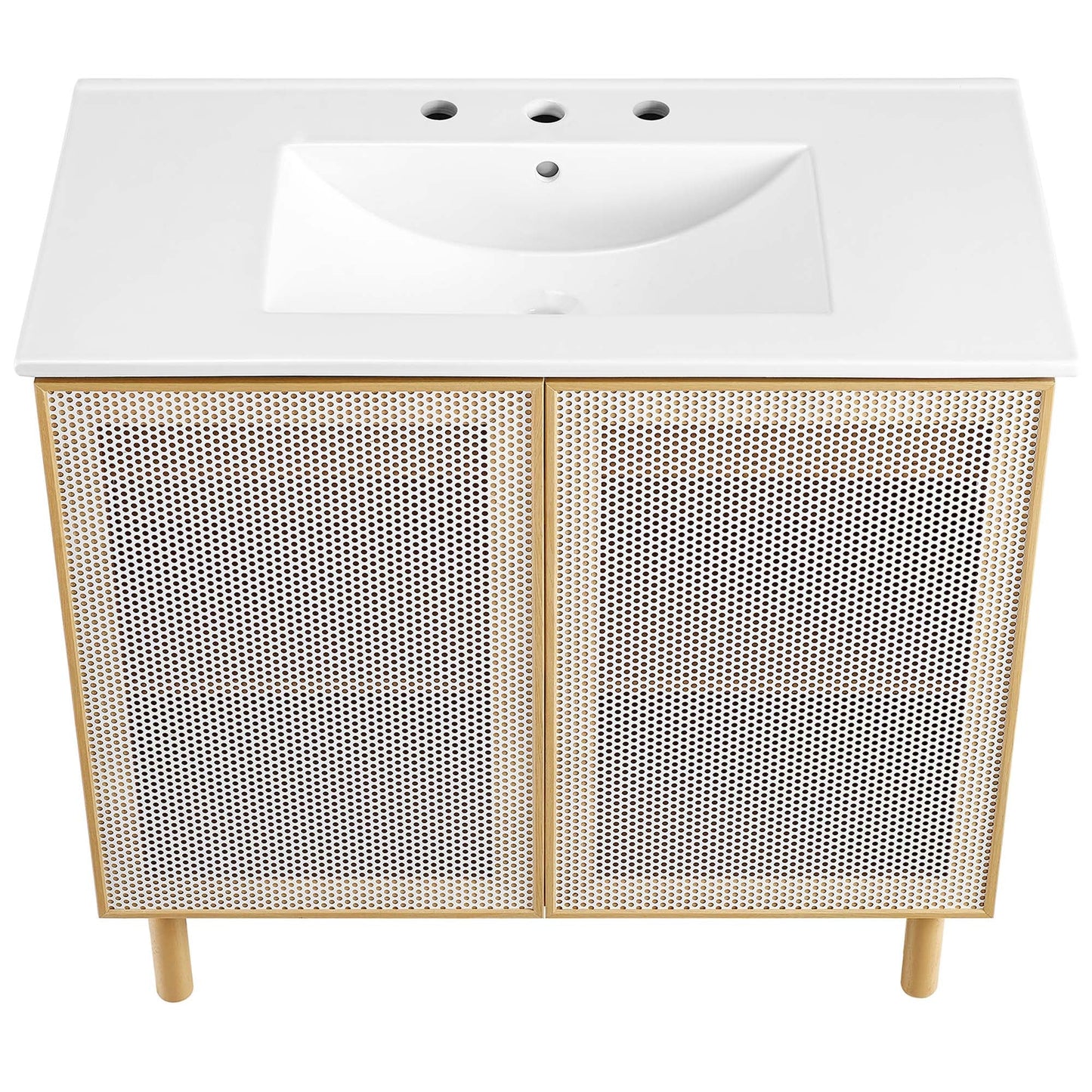 Calla 36" Perforated Metal Bathroom Vanity by Modway EEI-6678-WHI-OAK