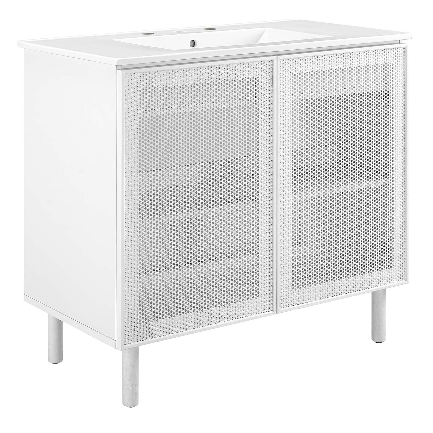 Calla 36" Perforated Metal Bathroom Vanity by Modway EEI-6678-WHI-WHI
