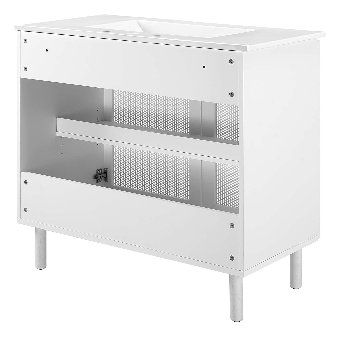 Calla 36" Perforated Metal Bathroom Vanity by Modway EEI-6678-WHI-WHI