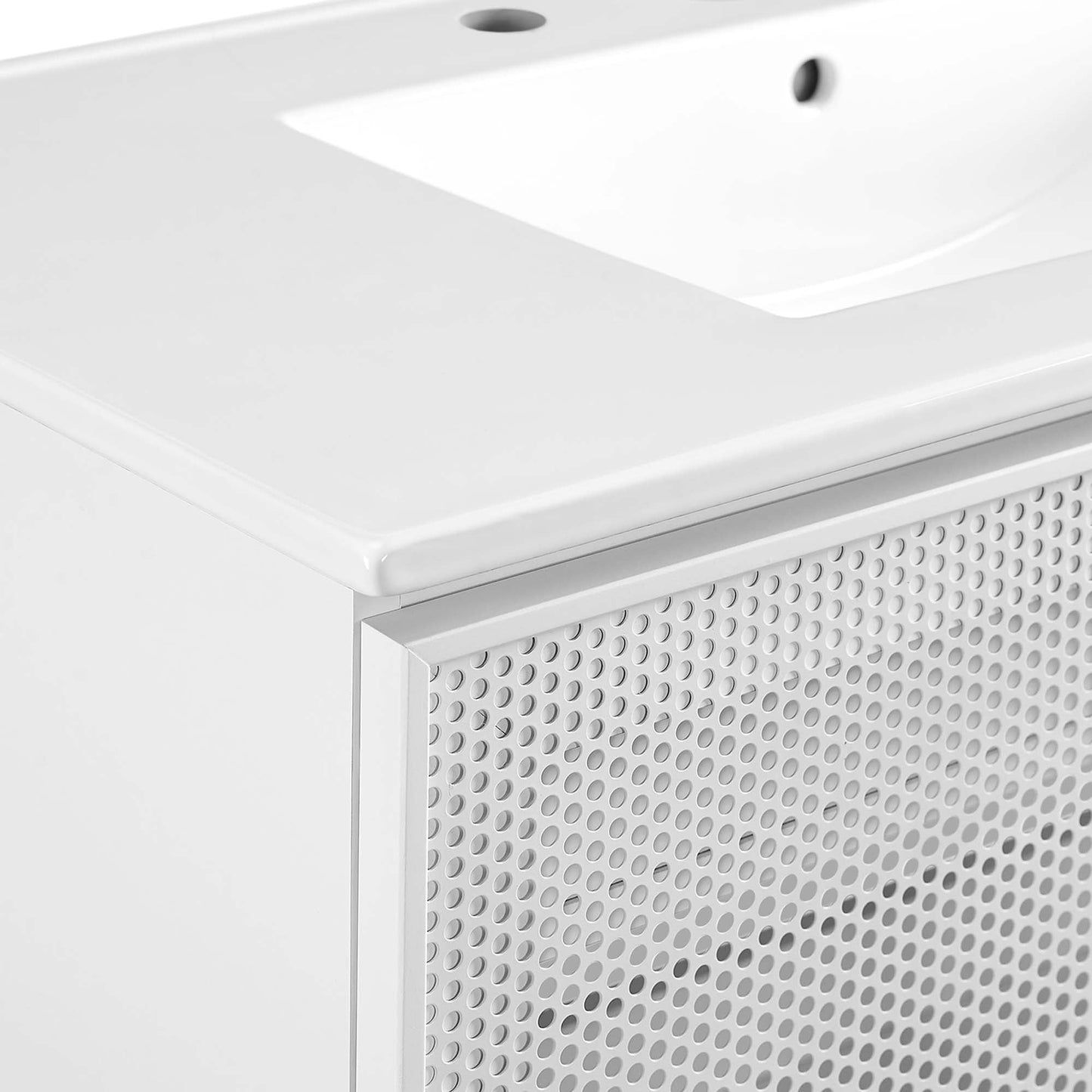 Calla 36" Perforated Metal Bathroom Vanity by Modway EEI-6678-WHI-WHI
