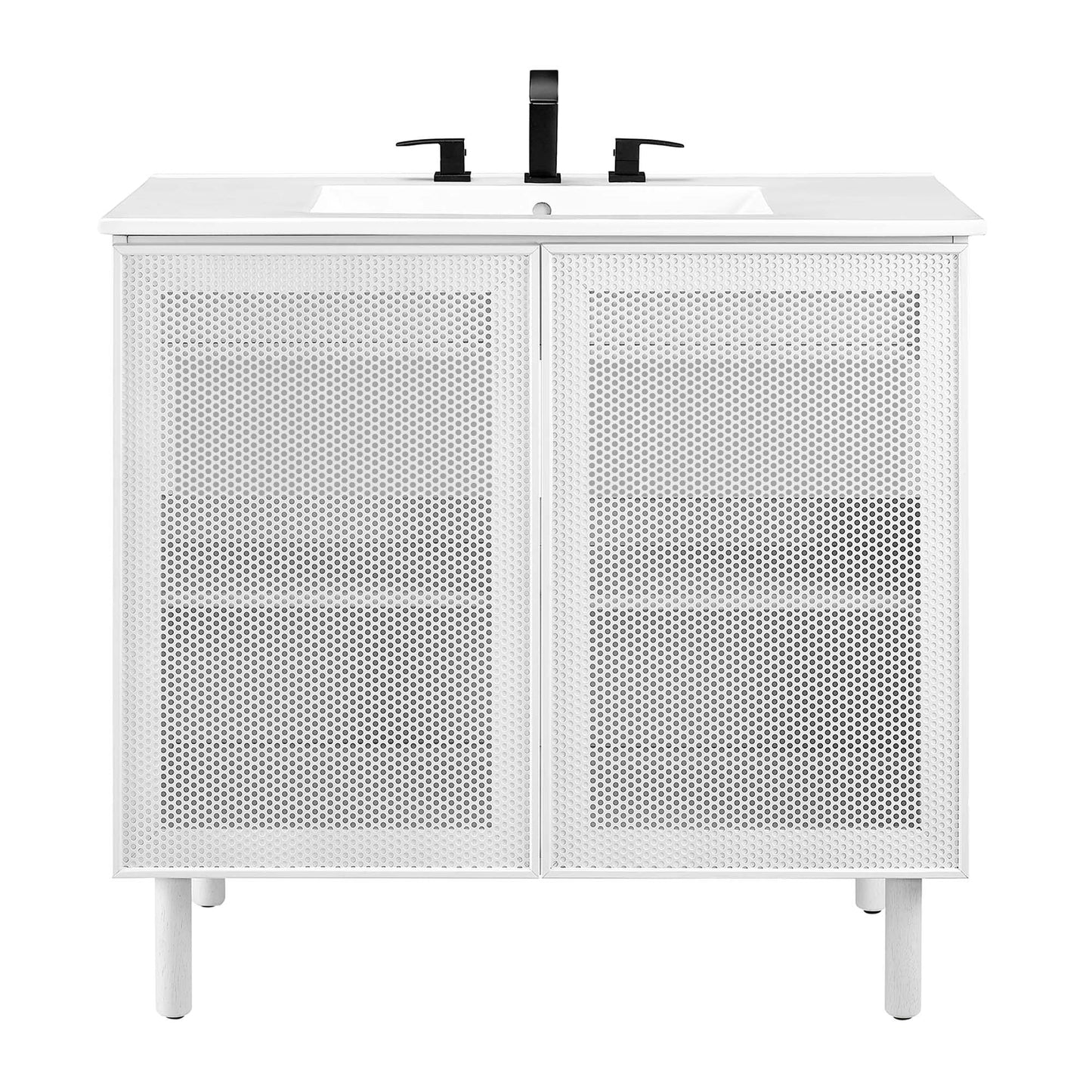 Calla 36" Perforated Metal Bathroom Vanity by Modway EEI-6678-WHI-WHI