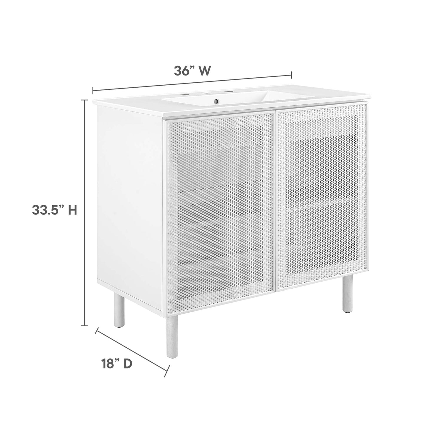Calla 36" Perforated Metal Bathroom Vanity by Modway EEI-6678-WHI-WHI