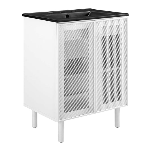 Calla 24" Perforated Metal Bathroom Vanity by Modway EEI-6679-BLK-WHI
