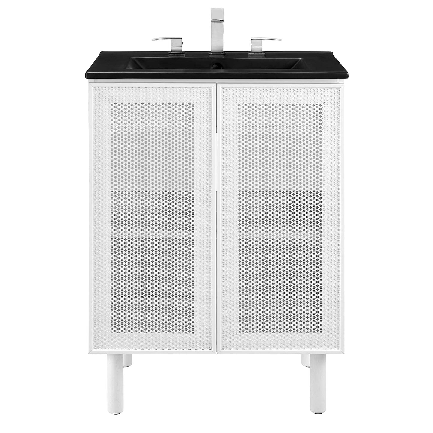 Calla 24" Perforated Metal Bathroom Vanity by Modway EEI-6679-BLK-WHI