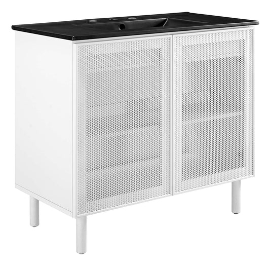 Calla 36" Perforated Metal Bathroom Vanity by Modway EEI-6680-BLK-WHI