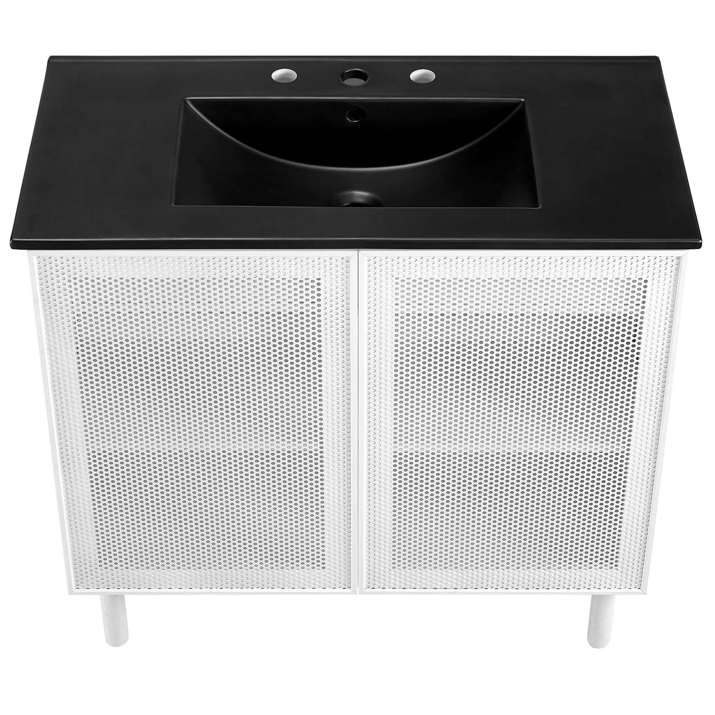 Calla 36" Perforated Metal Bathroom Vanity by Modway EEI-6680-BLK-WHI