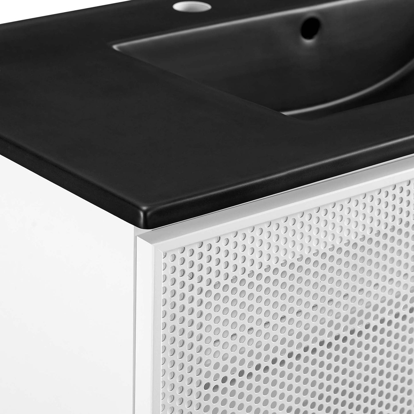 Calla 36" Perforated Metal Bathroom Vanity by Modway EEI-6680-BLK-WHI