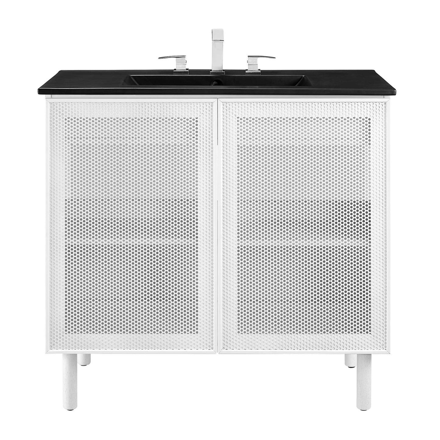 Calla 36" Perforated Metal Bathroom Vanity by Modway EEI-6680-BLK-WHI