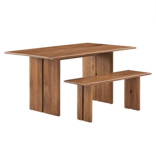 Amistad 60" Wood Dining Table and Bench Set by Modway EEI-6690-WAL