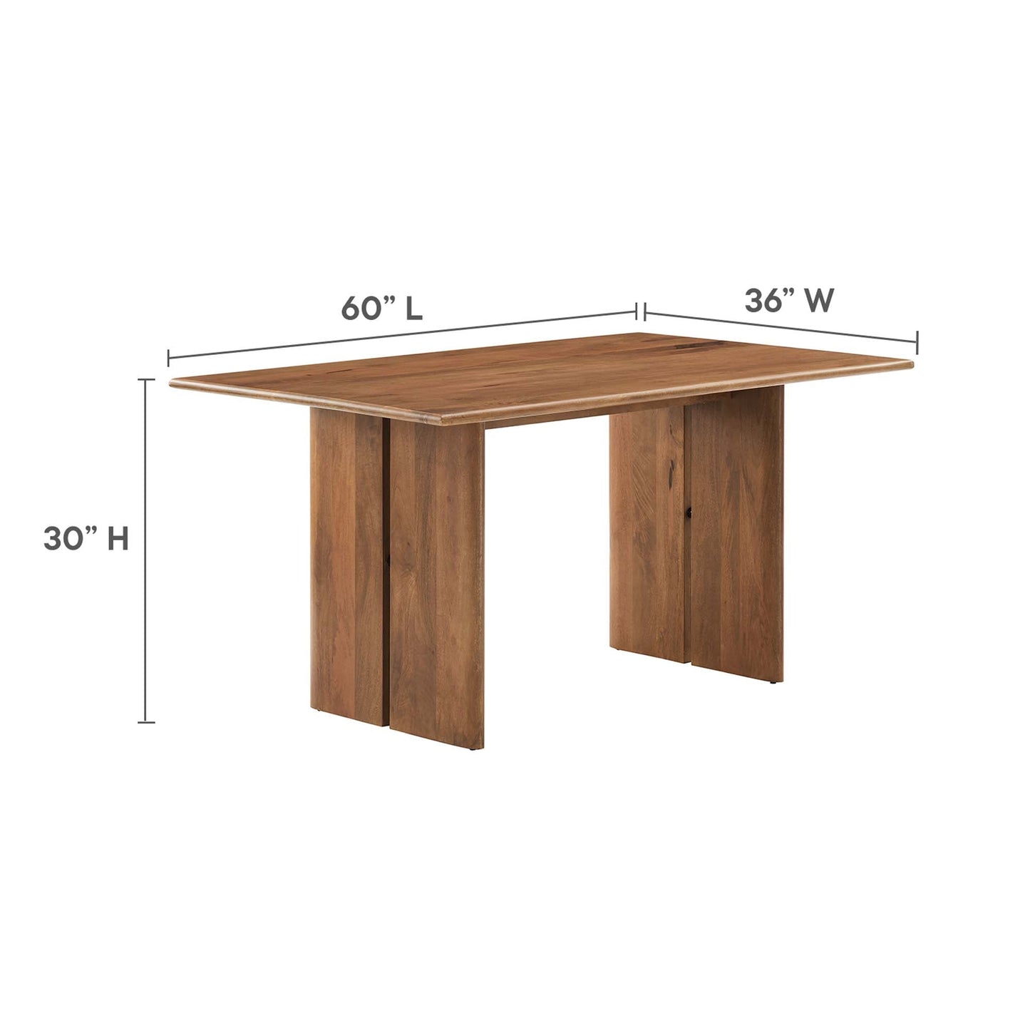 Amistad 60" Wood Dining Table and Bench Set by Modway EEI-6690-WAL