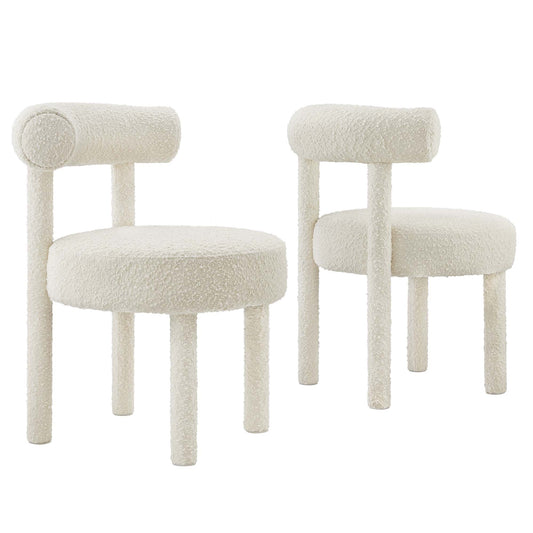 Toulouse Boucle Fabric Dining Chair Set of 2 by Modway EEI-6705-IVO