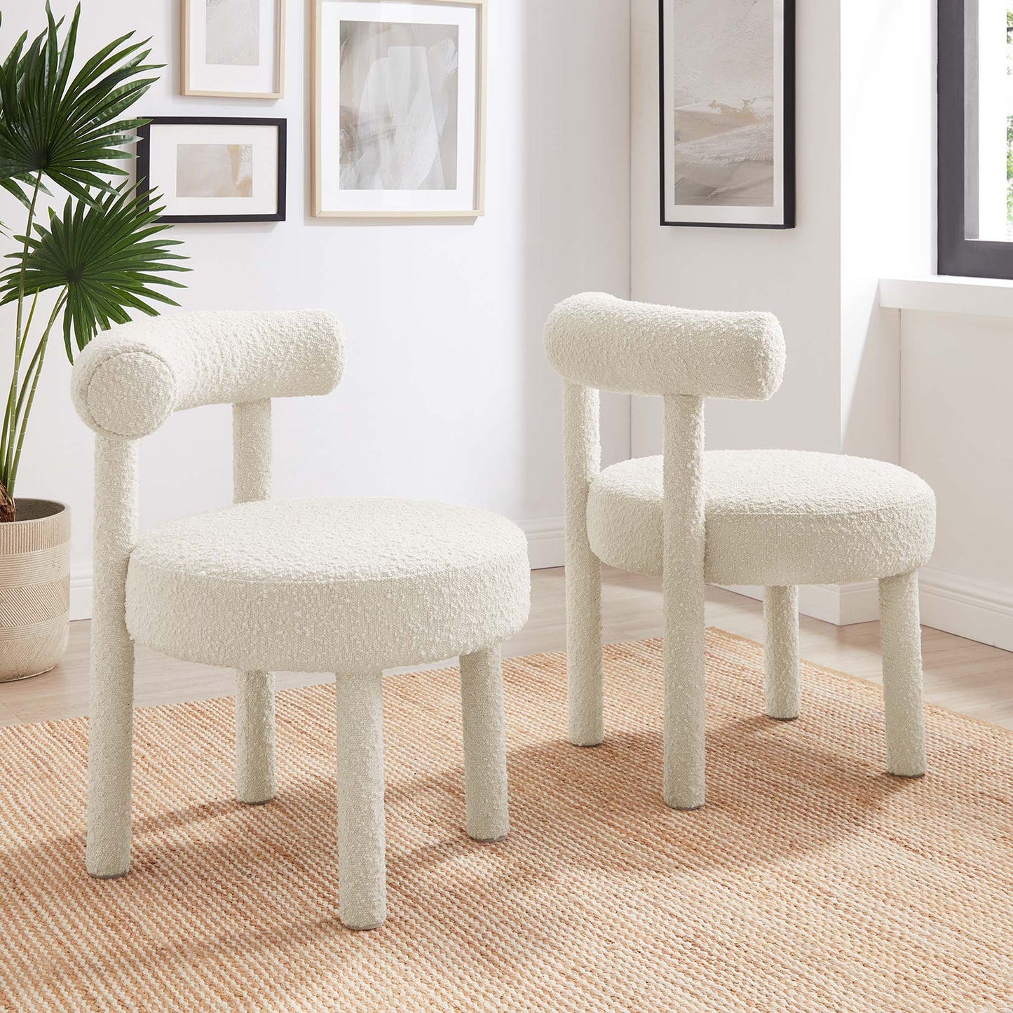 Toulouse Boucle Fabric Dining Chair Set of 2 by Modway EEI-6705-IVO