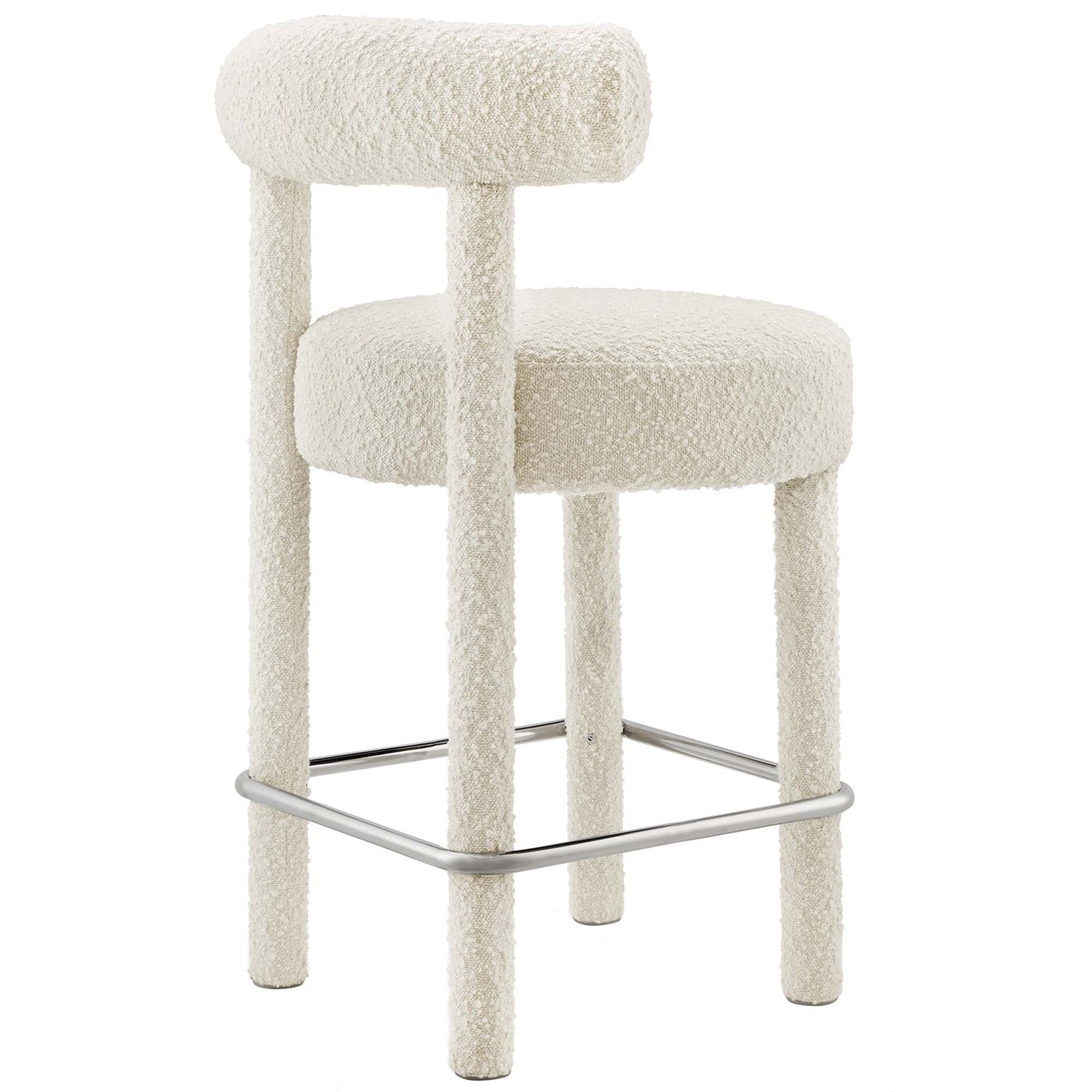 Toulouse Boucle Fabric Counter Stool Set of 2 by Modway EEI-6707-IVO-SLV