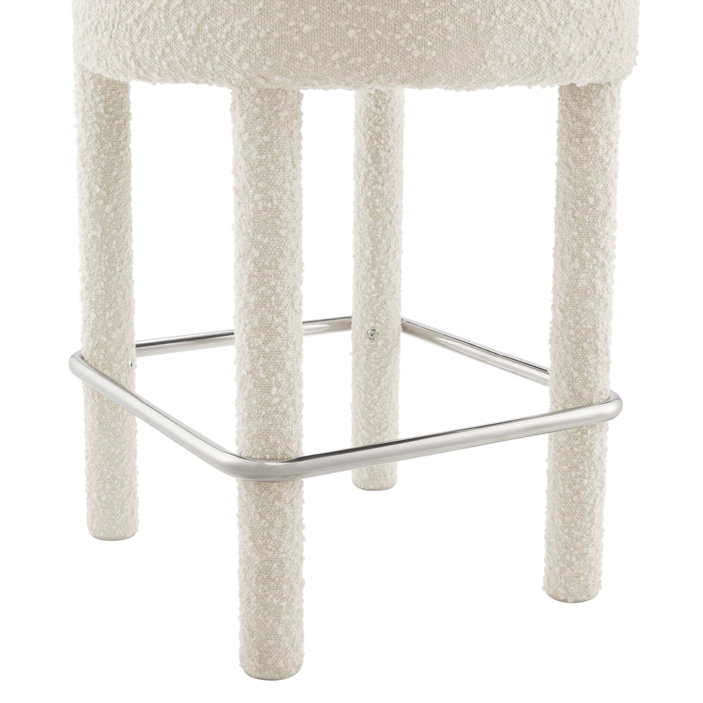 Toulouse Boucle Fabric Counter Stool Set of 2 by Modway EEI-6707-IVO-SLV