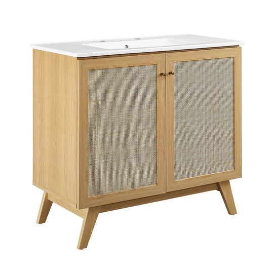 Soma 36” Bathroom Vanity by Modway EEI-6717-OAK-WHI