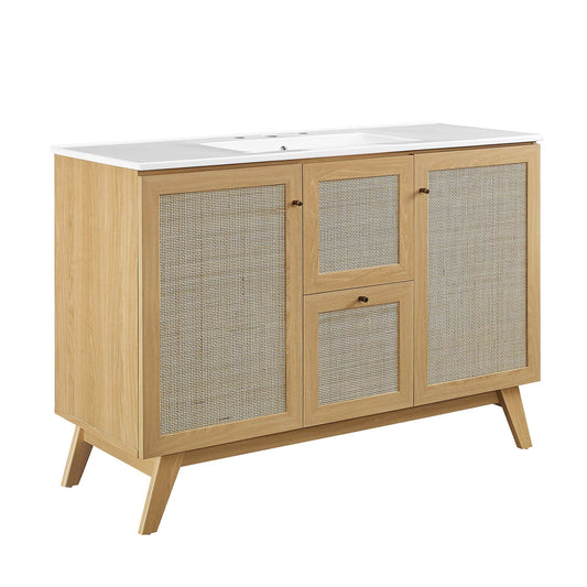 Soma 48” Single Sink Bathroom Vanity by Modway EEI-6719-OAK-WHI