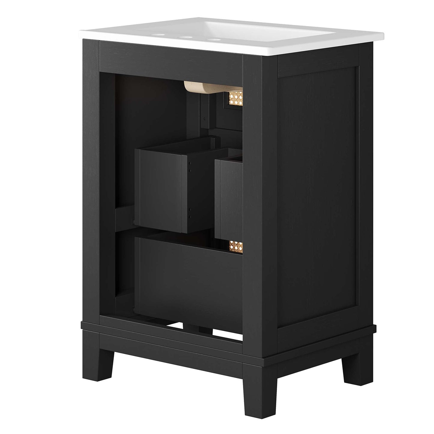 Dixie 24" Solid Wood Bathroom Vanity by Modway EEI-6723-BLK-WHI