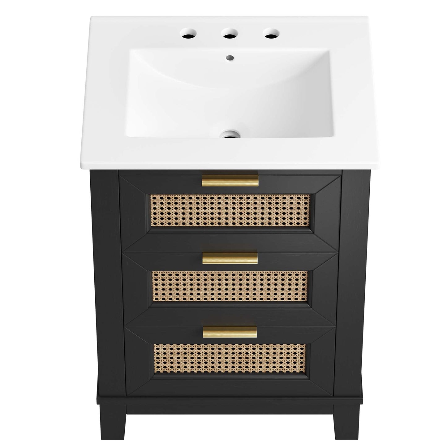 Dixie 24" Solid Wood Bathroom Vanity by Modway EEI-6723-BLK-WHI