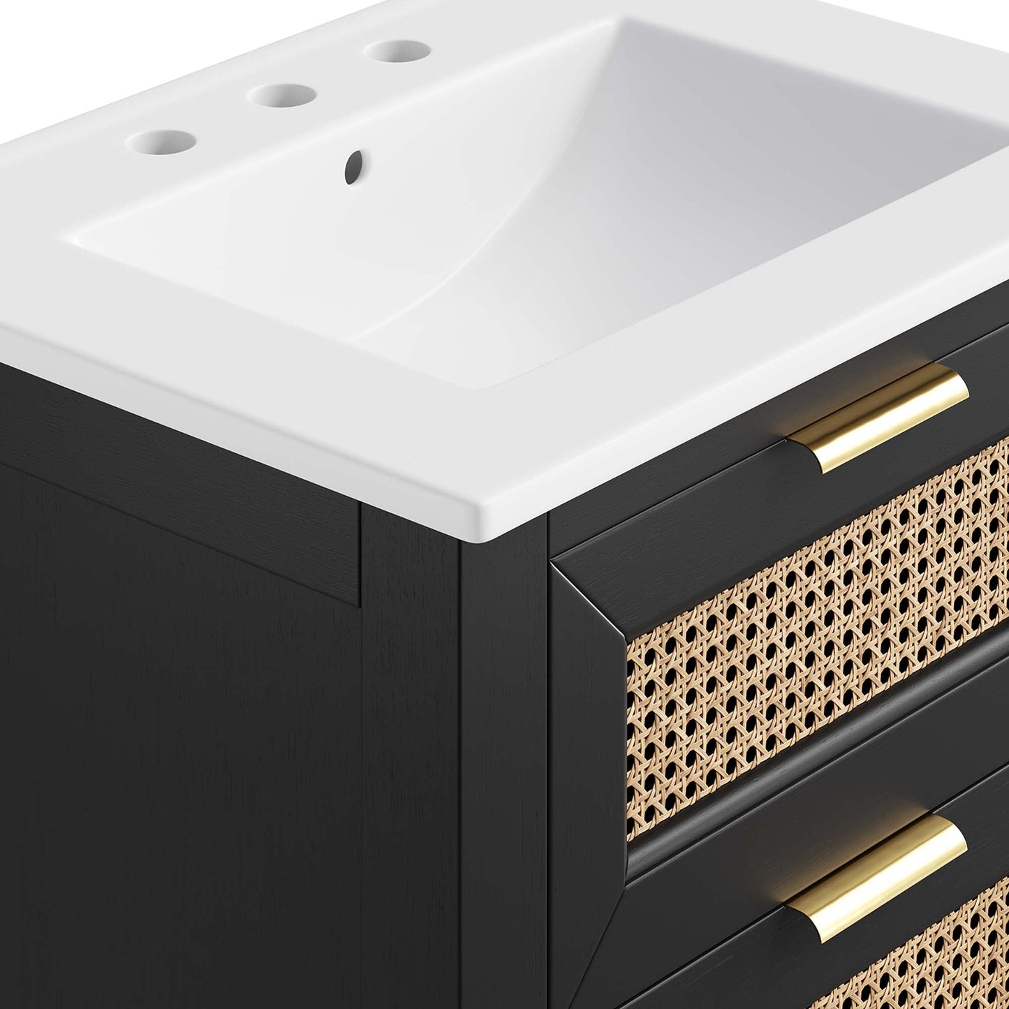 Dixie 24" Solid Wood Bathroom Vanity by Modway EEI-6723-BLK-WHI