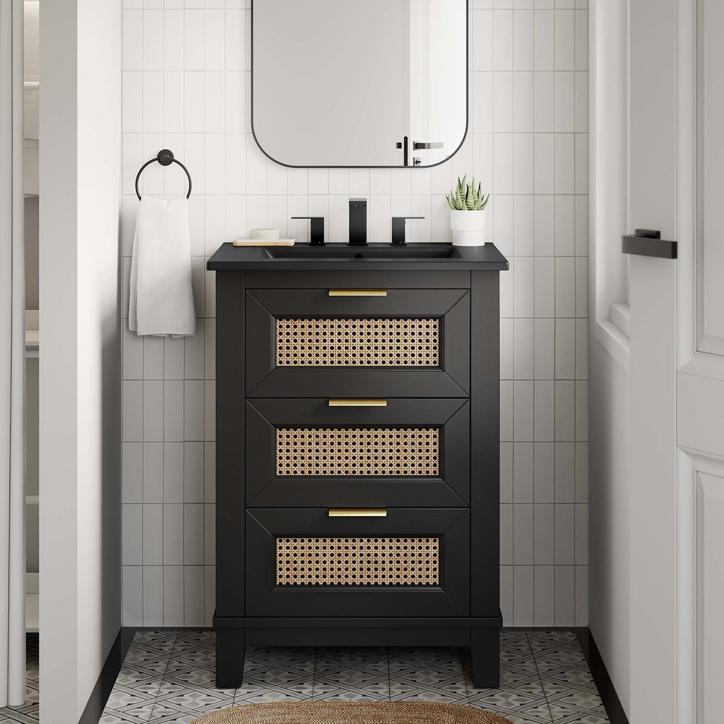 Dixie 24” Solid Wood Bathroom Vanity Cabinet by Modway EEI-6724-BLK-BLK