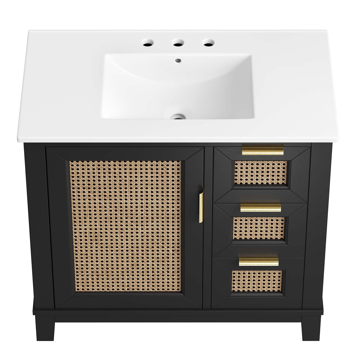 Dixie 36” Solid Wood Bathroom Vanity Cabinet by Modway EEI-6725-BLK-WHI