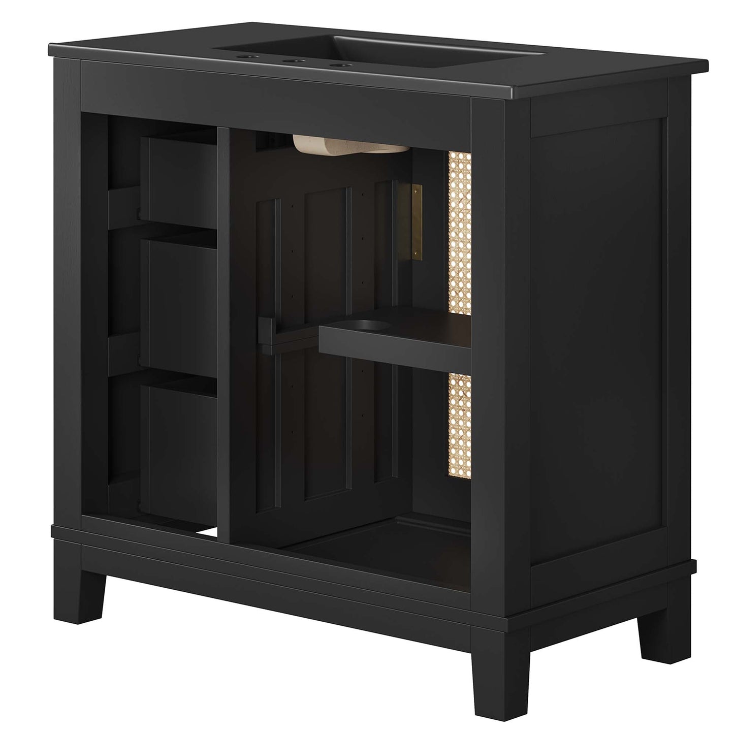 Dixie 36” Solid Wood Bathroom Vanity Cabinet by Modway EEI-6726-BLK-BLK