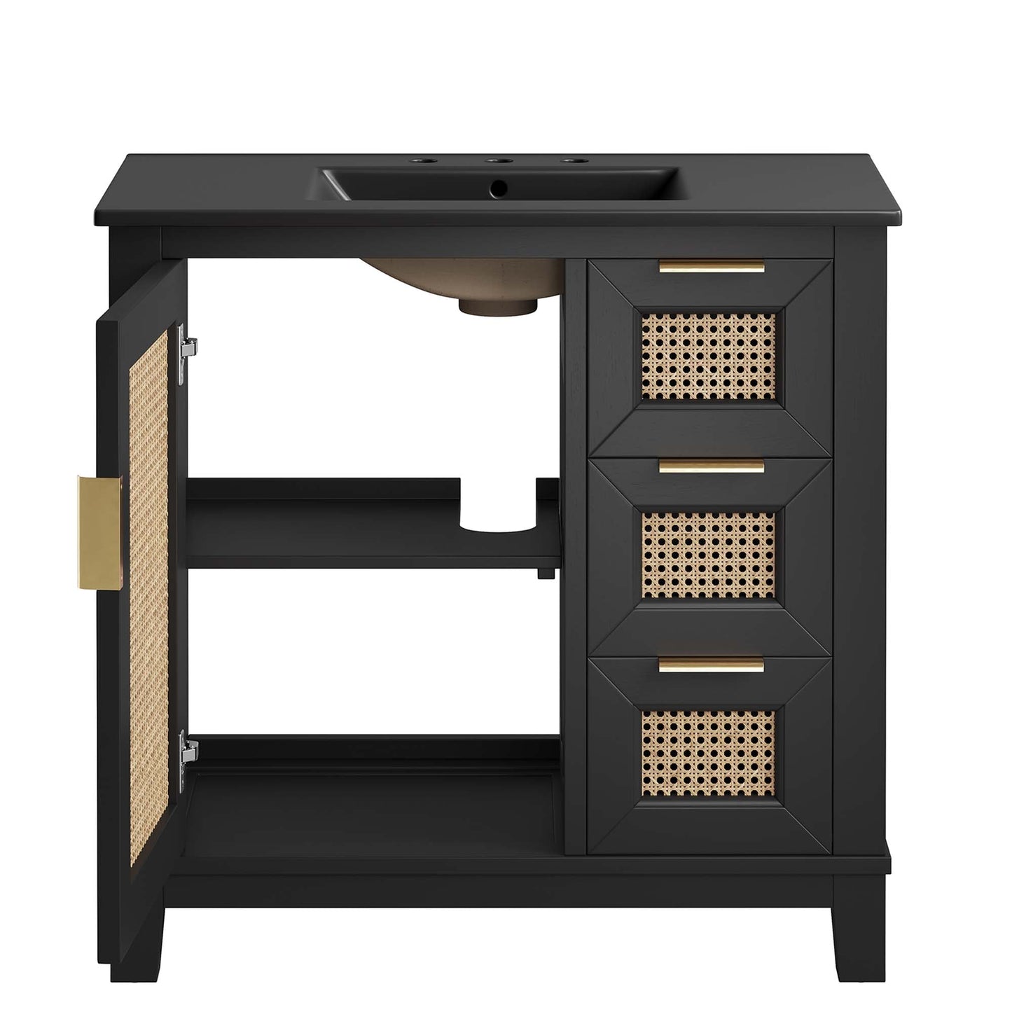 Dixie 36” Solid Wood Bathroom Vanity Cabinet by Modway EEI-6726-BLK-BLK