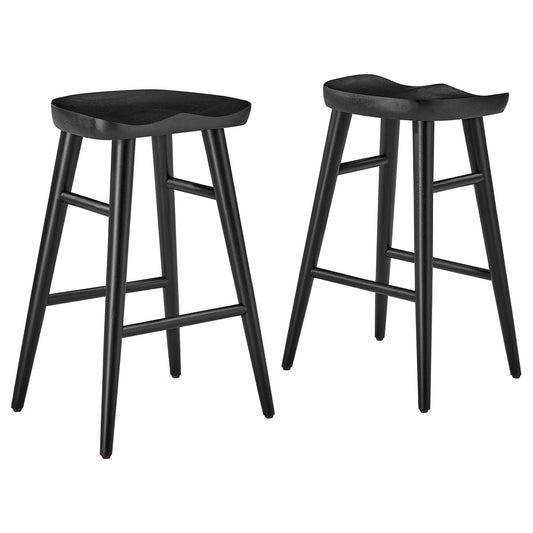 Saville Backless Wood Counter Stools Set of 2 by Modway EEI-6739-BLK