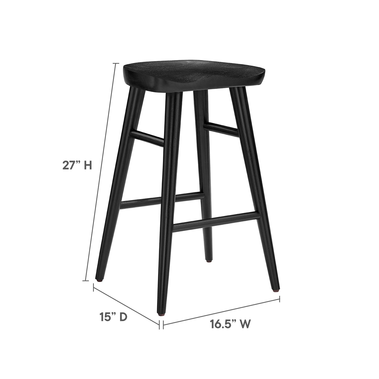 Saville Backless Wood Counter Stools Set of 2 by Modway EEI-6739-BLK