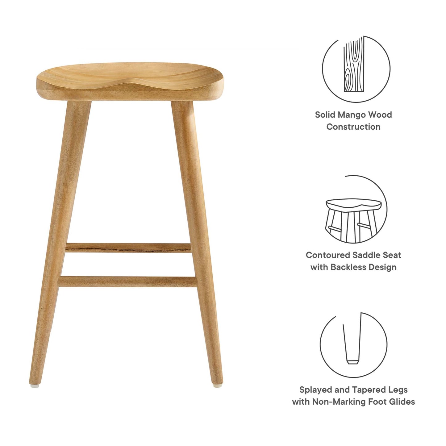 Saville Backless Wood Counter Stools Set of 2 by Modway EEI-6739-OAK