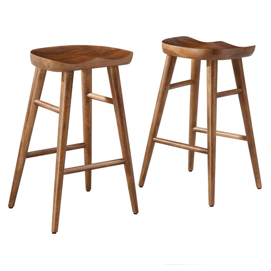Saville Backless Wood Counter Stools Set of 2 by Modway EEI-6739-WAL
