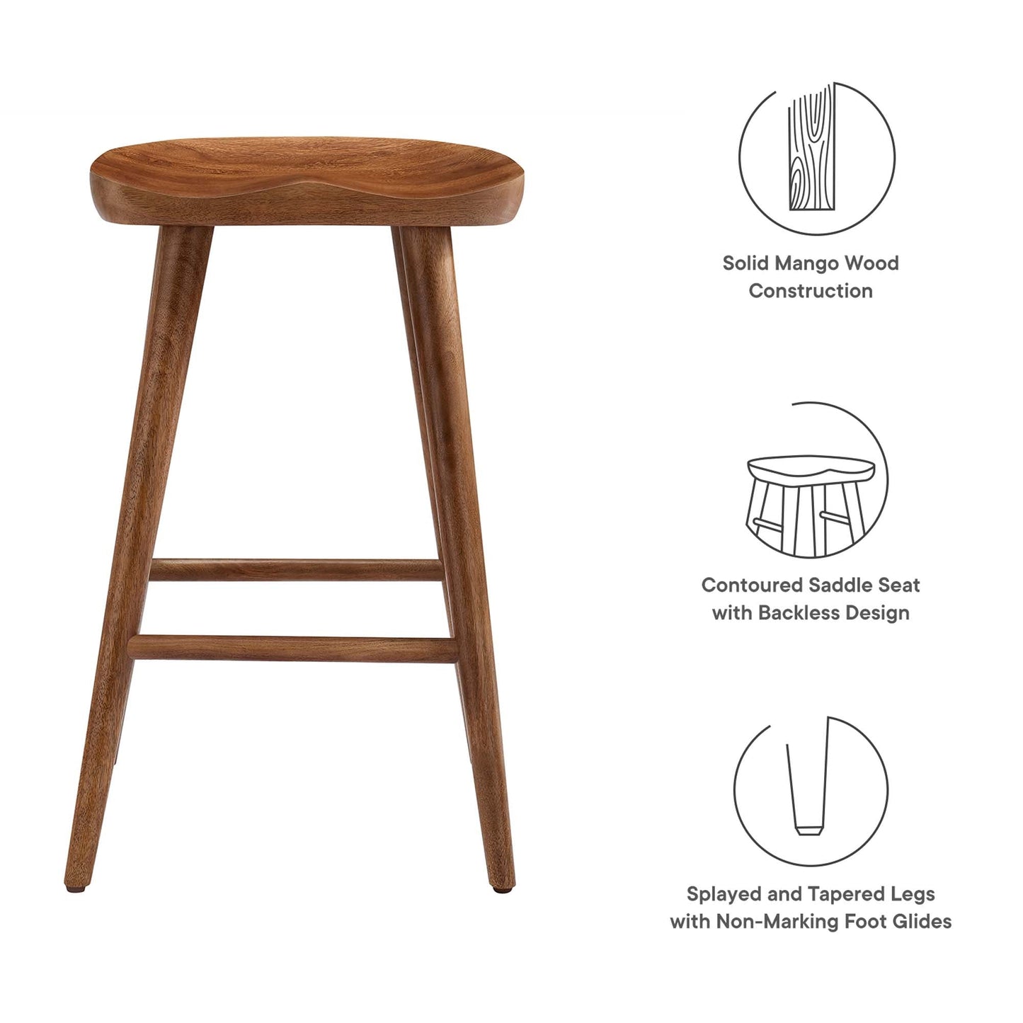 Saville Backless Wood Counter Stools Set of 2 by Modway EEI-6739-WAL