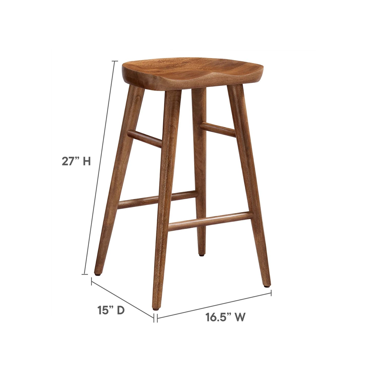 Saville Backless Wood Counter Stools Set of 2 by Modway EEI-6739-WAL