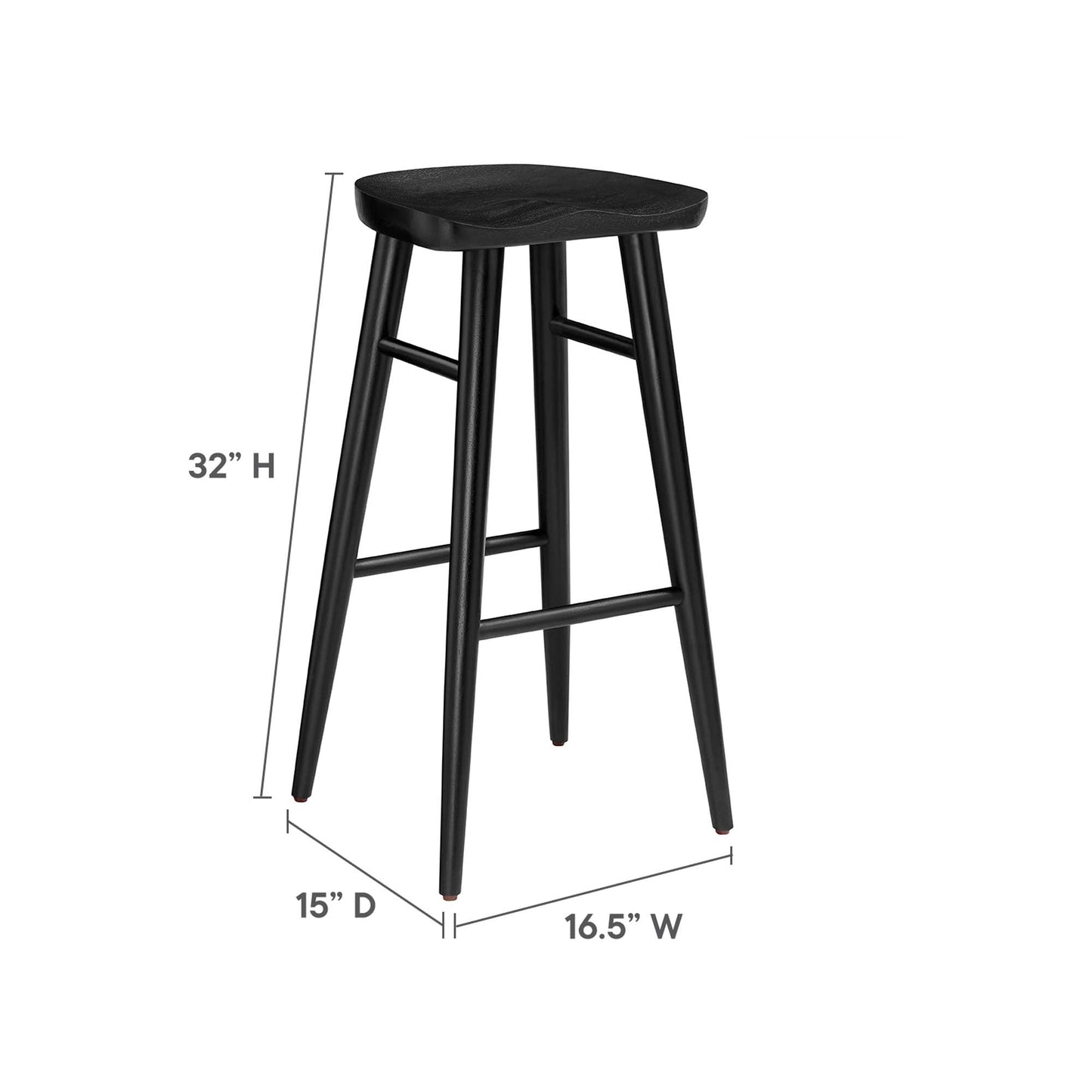 Saville Backless Wood Bar Stools Set of 2 by Modway EEI-6740-BLK