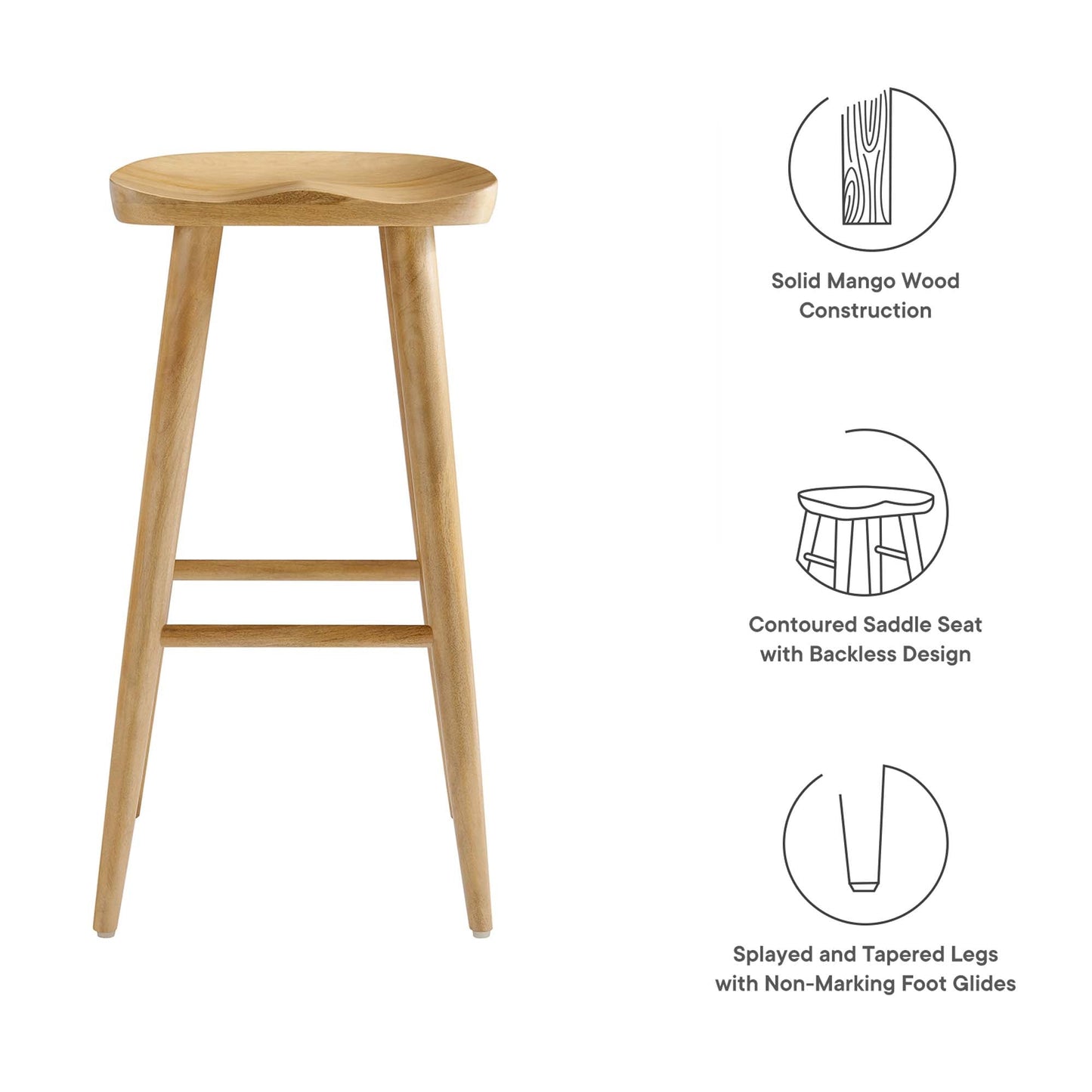 Saville Backless Wood Bar Stools Set of 2 by Modway EEI-6740-OAK