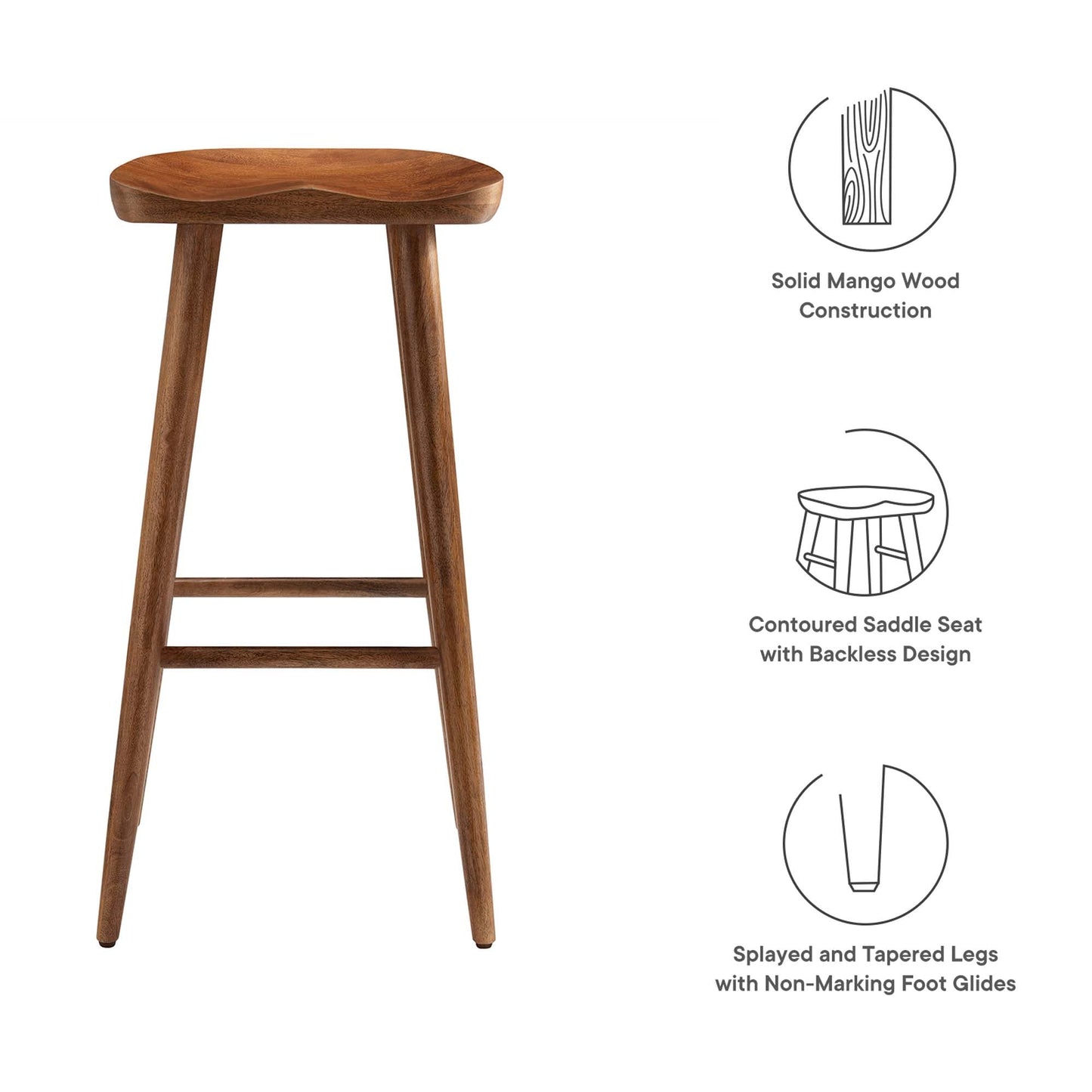 Saville Backless Wood Bar Stools Set of 2 by Modway EEI-6740-WAL