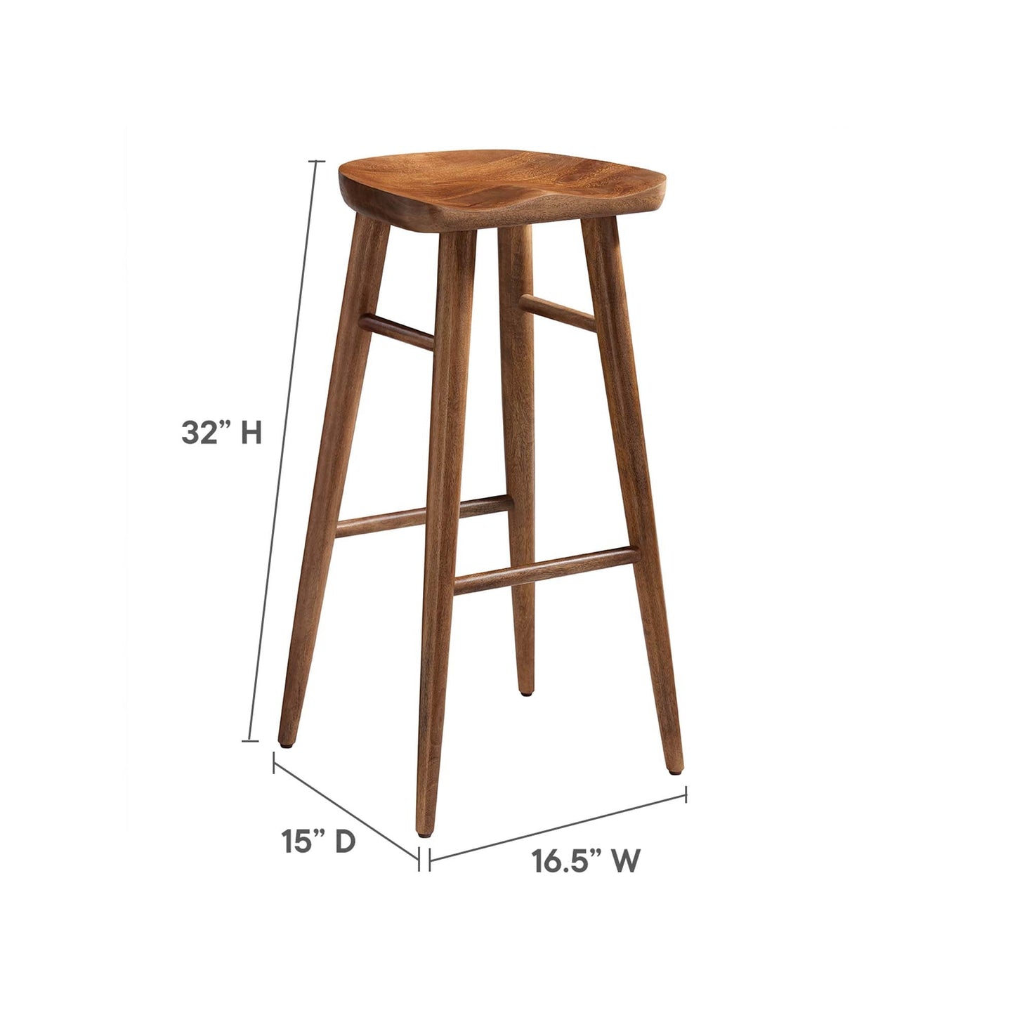 Saville Backless Wood Bar Stools Set of 2 by Modway EEI-6740-WAL