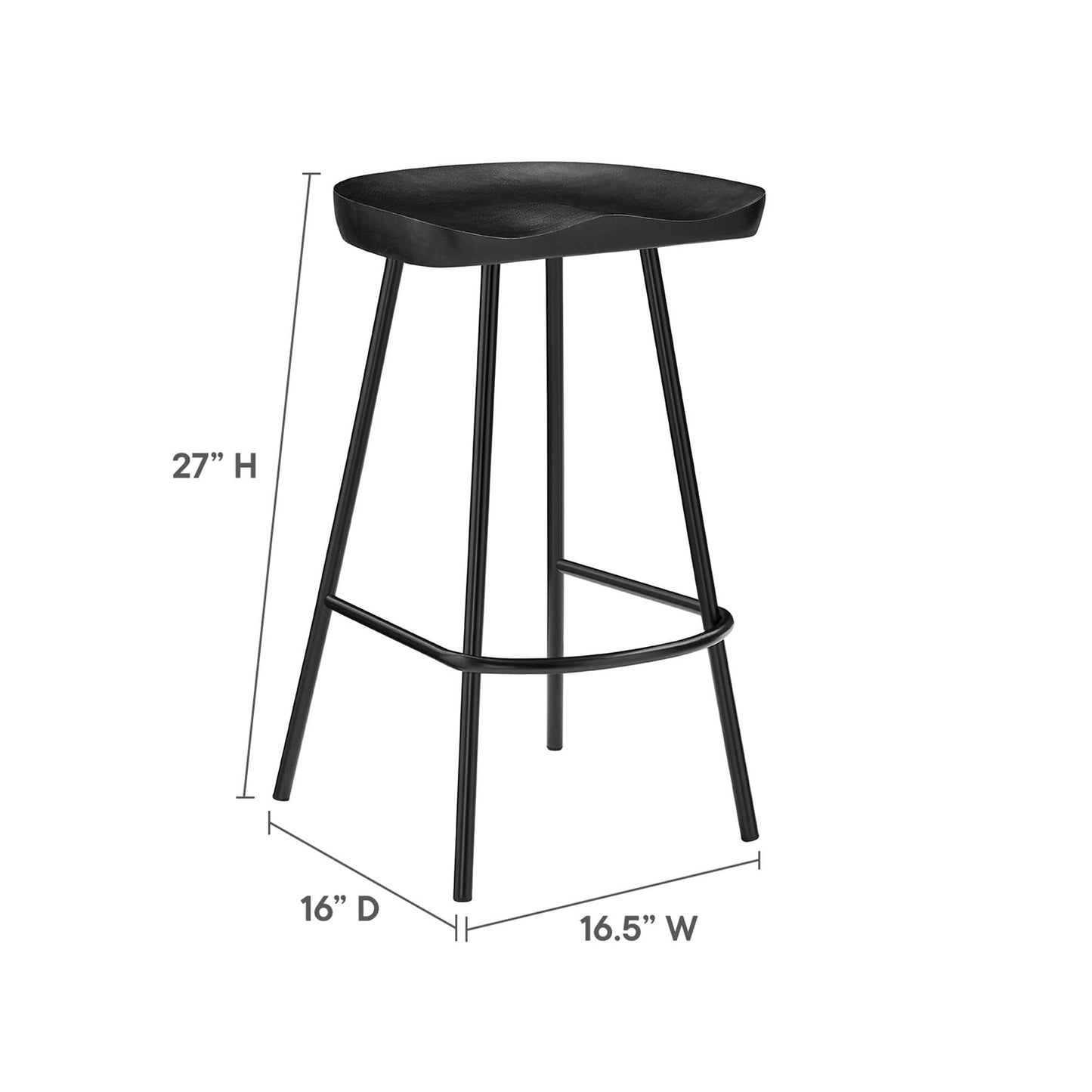 Concord Backless Wood Counter Stools Set of 2 by Modway EEI-6741-BLK