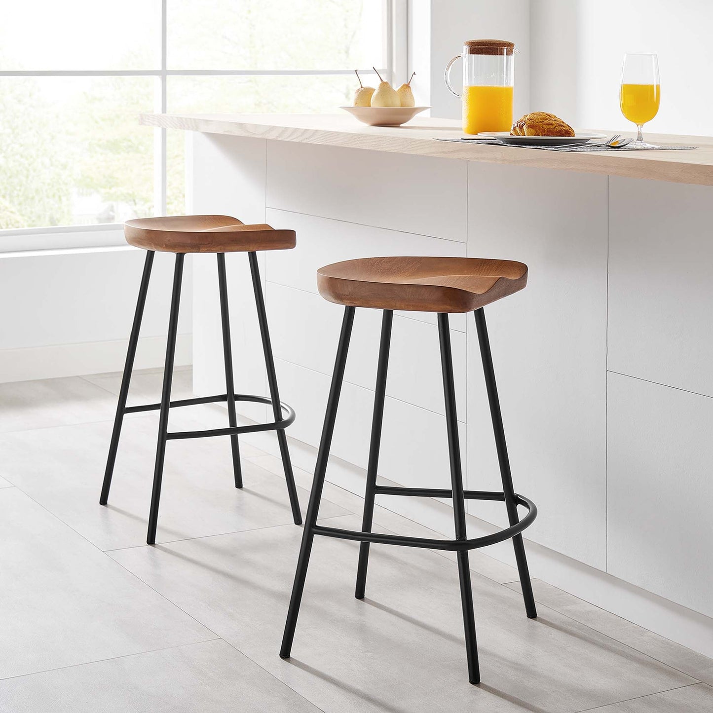 Concord Backless Wood Counter Stools Set of 2 by Modway EEI-6741-WAL