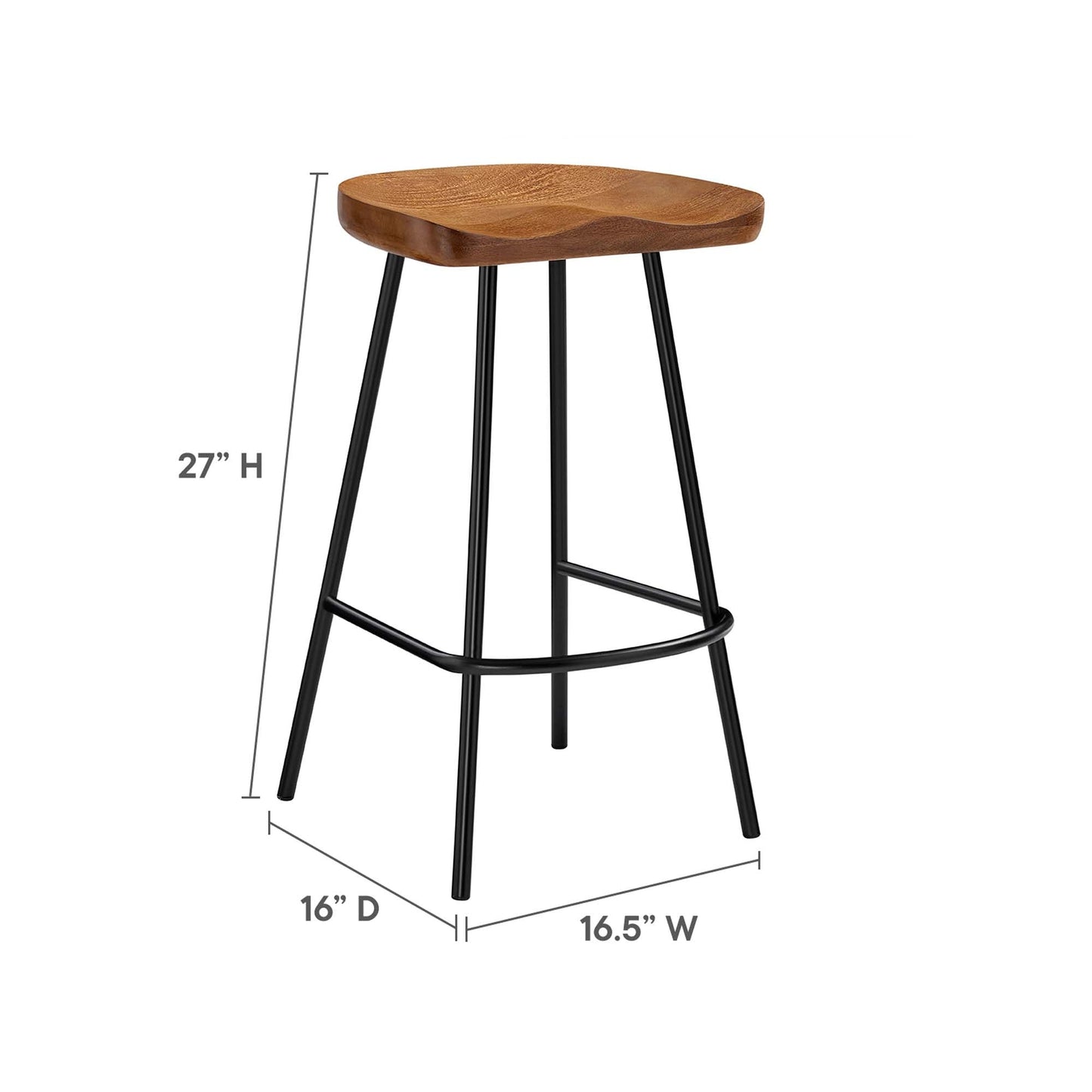 Concord Backless Wood Counter Stools Set of 2 by Modway EEI-6741-WAL